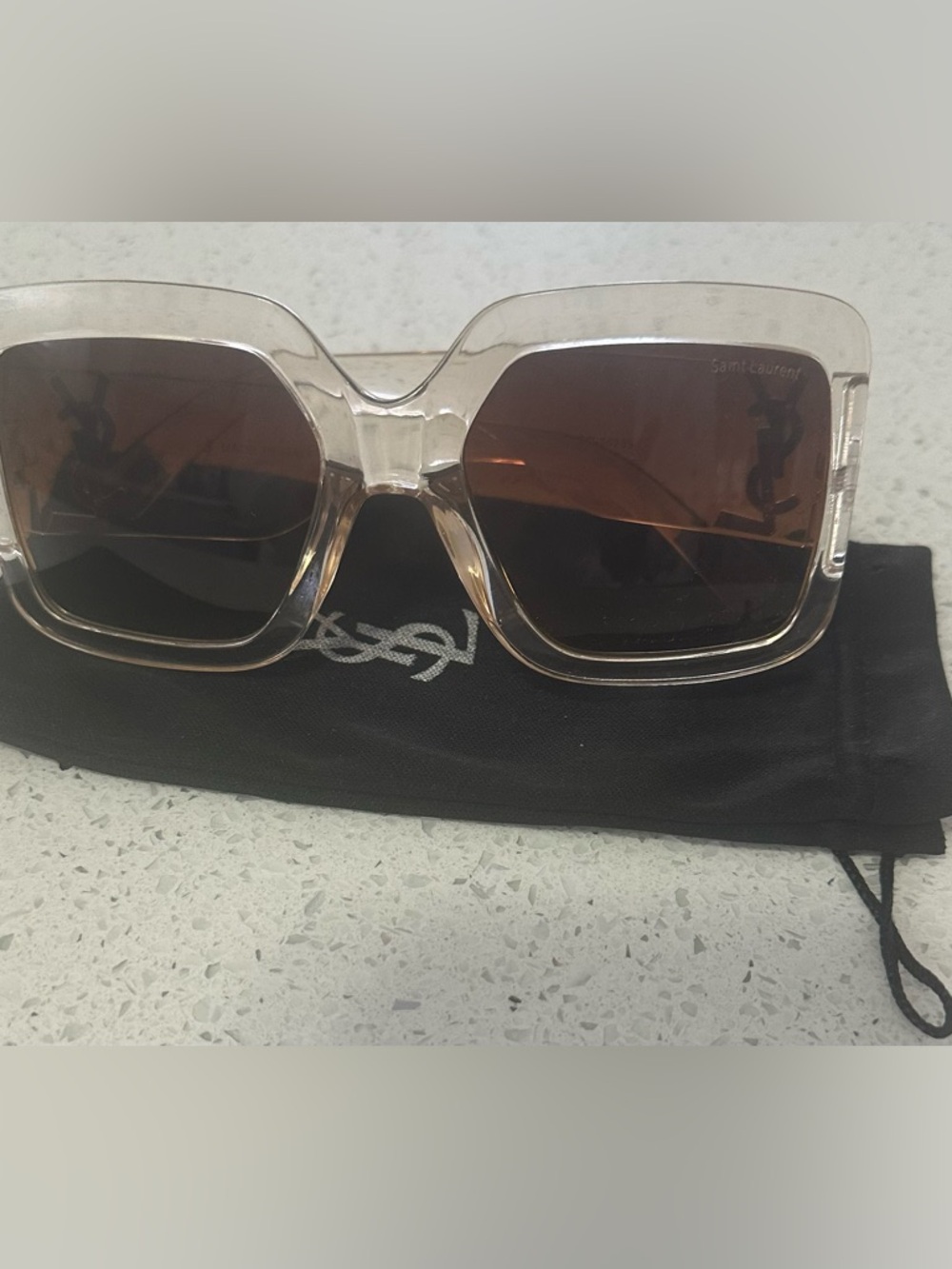 Yves Saint Laurent Black Sunglasses Arm with 'Made in Italy' Detail
